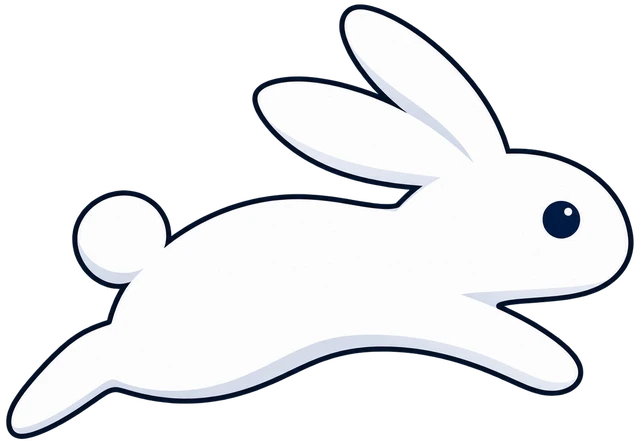 A white rabbit leaping